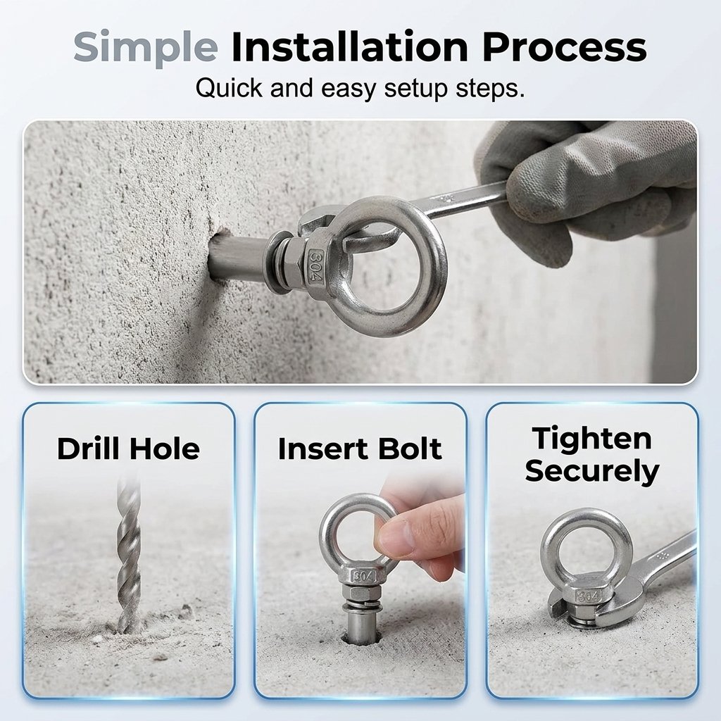 Heavy Duty Expansion Eye Bolts for Secure Concrete Wall Anchoring