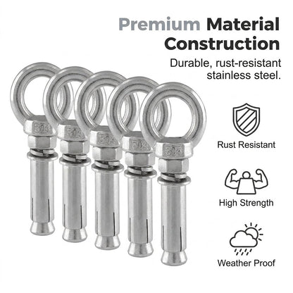 Heavy Duty Expansion Eye Bolts for Secure Concrete Wall Anchoring