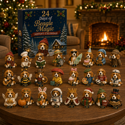 Beagle Magic Advent Calendar 2026 – 24 Days of Unique Beagle Miniature Collectibles, 24 Cute Holiday