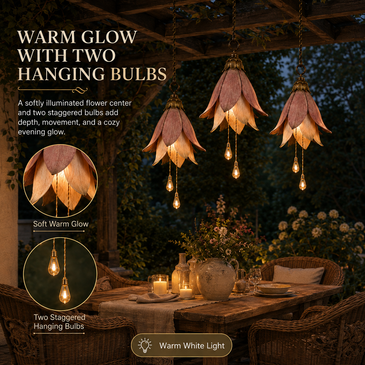 🌸Transform your porch into a magical garden full of atmosphere｜Retro hanging flower lamp three-piece set