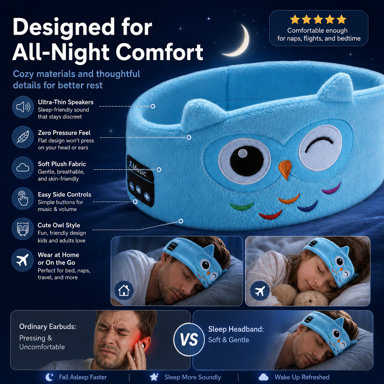 🥳 2026 HOT SALE 🥳💞 Over 50,000 sold! 🎧😴 Bluetooth Headband for Kids – 2‑in‑1: Soft Headband and Sleep Mask. Perfect for travel or naptime. 🧸✨