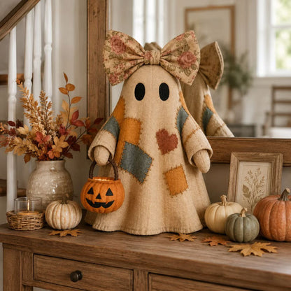 Whimsical Patchwork Ghost Decor