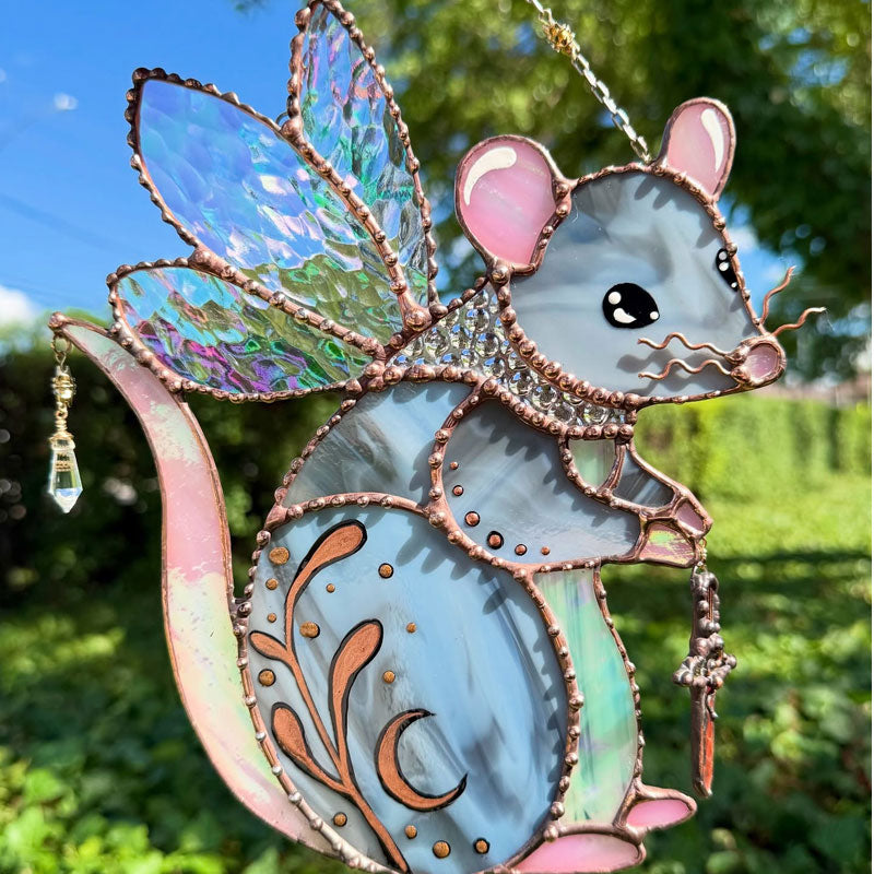 Enchanted Fairy Mouse Suncatcher – Whimsical Window Hanging Decor