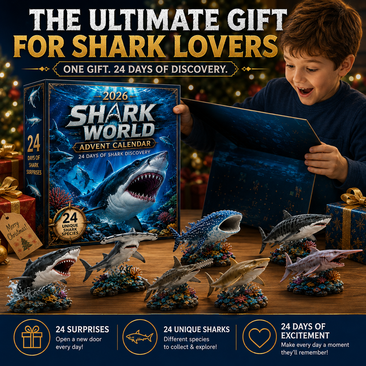 🔥49% Off Today Only-🦈 2026 Shark World Advent Calendar