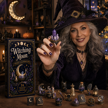 Witching Moon Advent Calendar 2027 – 24 Days of Celestial Miniatures, Mystical Moon Collectibles & Magical Gifts for Witchy Decor Lovers, Acrylic Charms Blind Box