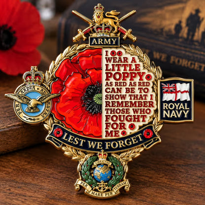 🌺🎖️ Remembrance Tribute Metal Badge — 3D Enamel Poppy Badge with Heritage-Inspired Design