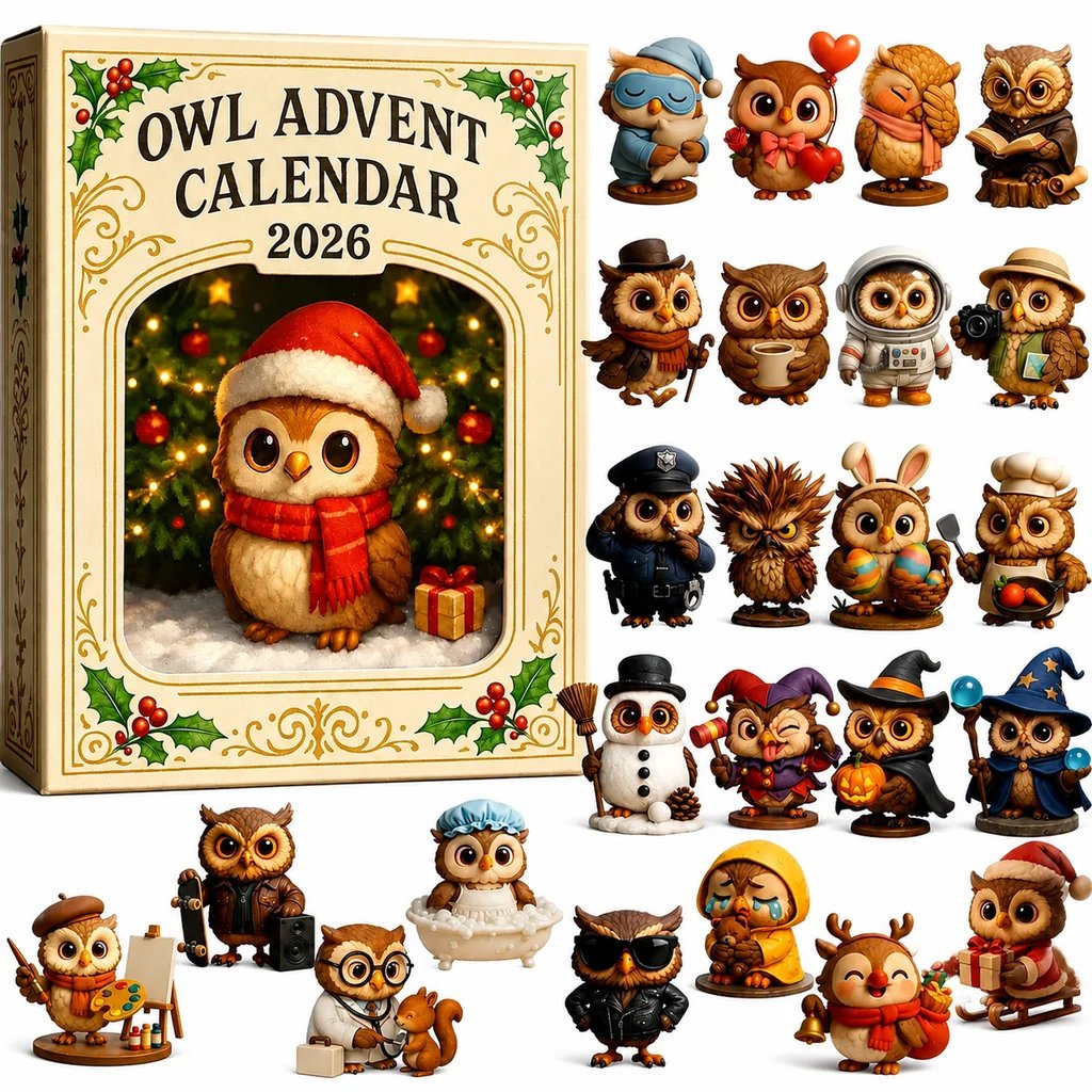 🔥Last Day 49% OFF - 🦉🎁Owl Advent Calendar 2026
