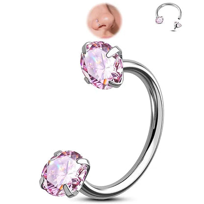 🔥Horseshoe Gem Nose Ring – Internally Threaded & Comfortable