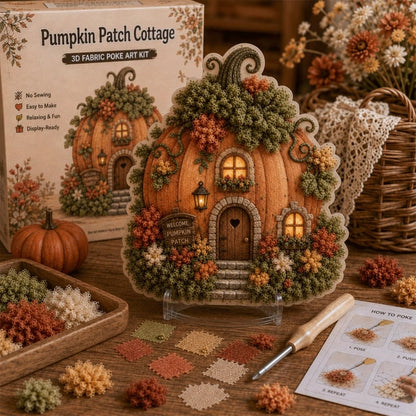 🔥Last Day 48% OFF - ✨🧘Relaxing & Beginner-Friendly-✨Whimsical Village 3D Fabric Poke Art Kit