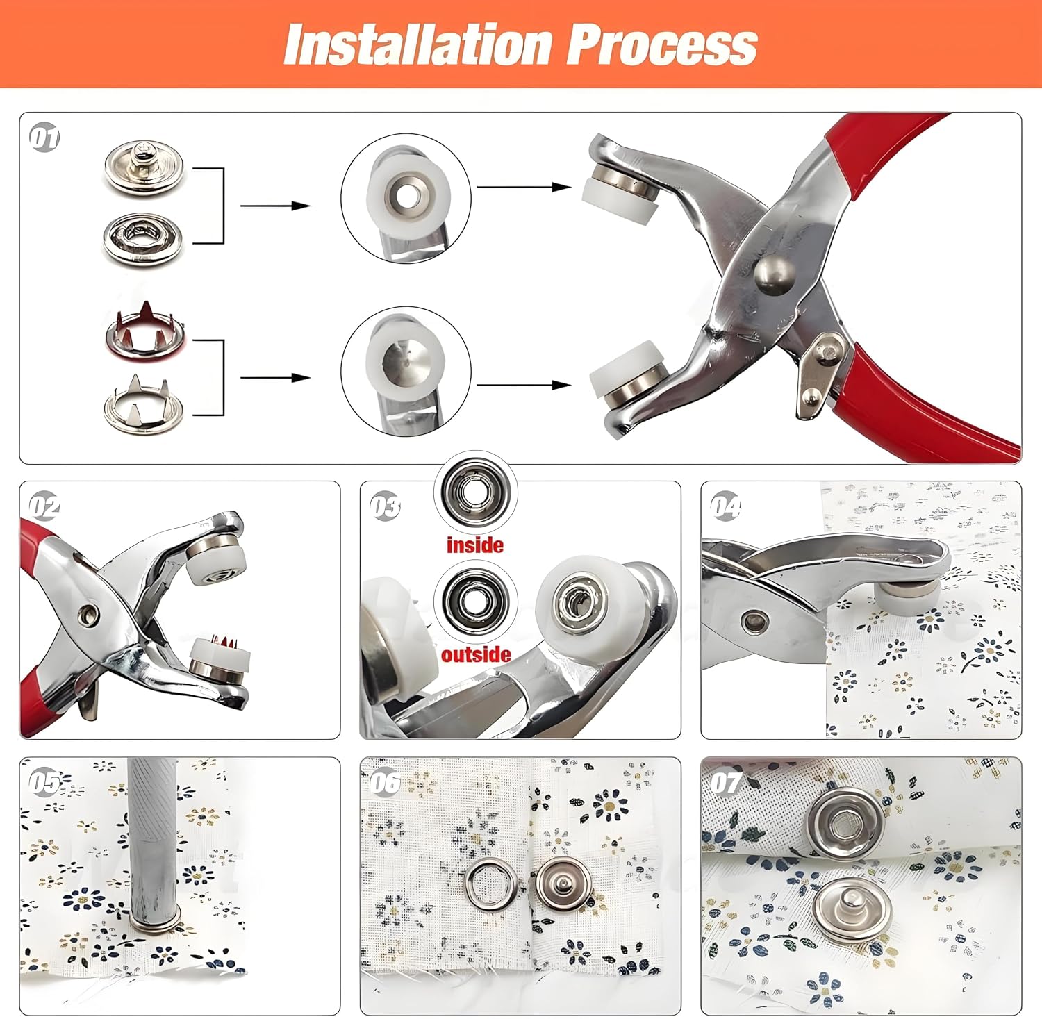 100pcs Invisible Colored Metal Buckle & 1 Count Manual Pressure Pliers