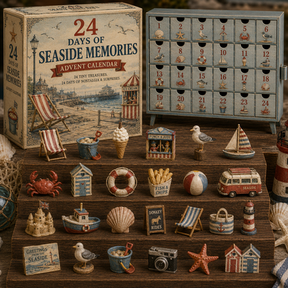 CHRISTMAS KICKOFF 49% OFF - 2026 Days of Seaside Memories Blind Box - 24-Day Festive Countdown, Seaside Memories Themed Collectible Miniatures Blind Box - Gift For Beach Lovers