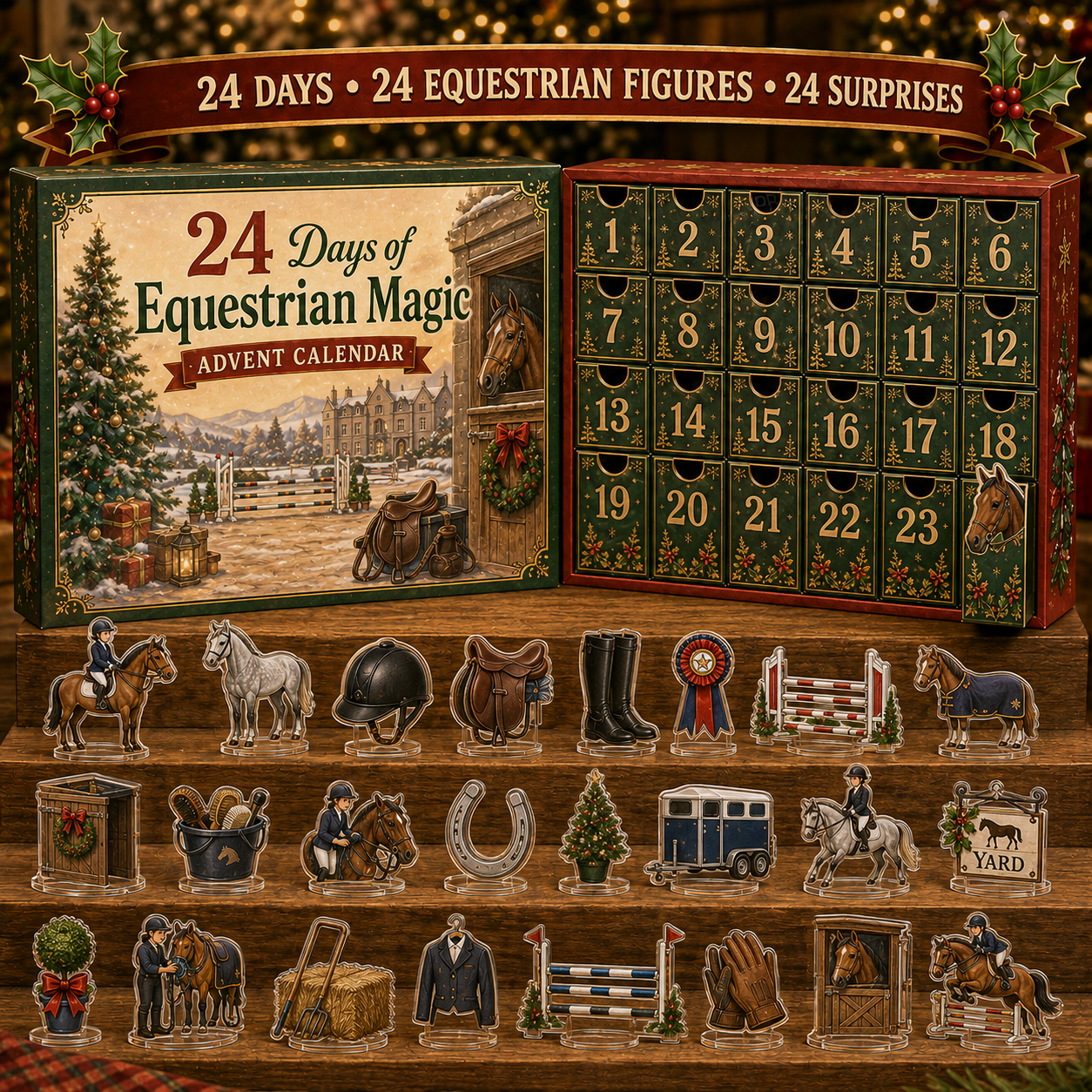 CHRISTMAS KICKOFF 49% OFF - 2026 Equestrian Magic Blind Box - 24‑Day Festive Countdown, Equestrian Figures Blind Box - Gift For Horse‑Loving Enthusiasts