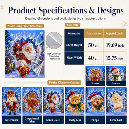 3D crystal Christmas window stickers – Reusable, festive glass decorations