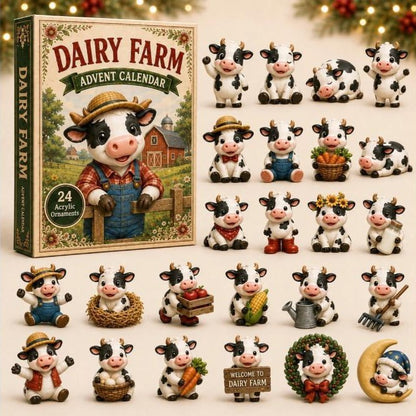 🐄🎄CHRISTMAS KICKOFF: 48% OFF – 2026 Dairy Farm Advent Calendar – Build a Cosy Christmas Farm One Cow at a Time, 24 Acrylic Ornaments Blind Box