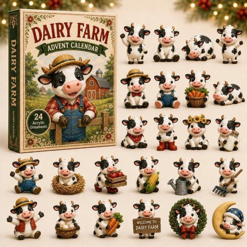 🐄🎄CHRISTMAS KICKOFF: 48% OFF – 2026 Dairy Farm Advent Calendar – Build a Cosy Christmas Farm One Cow at a Time, 24 Acrylic Ornaments Blind Box