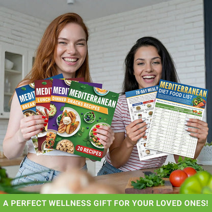 🎁Last Day 50% OFF🥗Feel More Confident About Everyday Meals - 6-Piece Mediterranean Meal Planning Set With A 28-Day Guide And 80 Recipes🍋