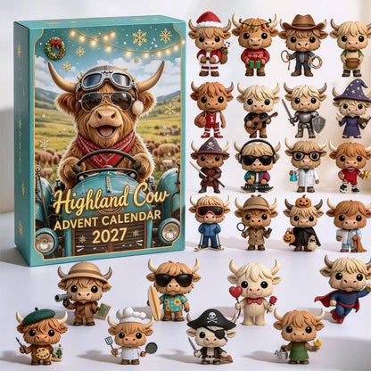 🔥HOT SALE🔥🐮 Highland Cow Advent Calendar 2027 | Cute 3D Highland Cow Mini Figurines Advent Box
