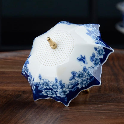 ☂️☕5 Thousand Years Blue and White Porcelain Umbrella Tea Infuser Set
