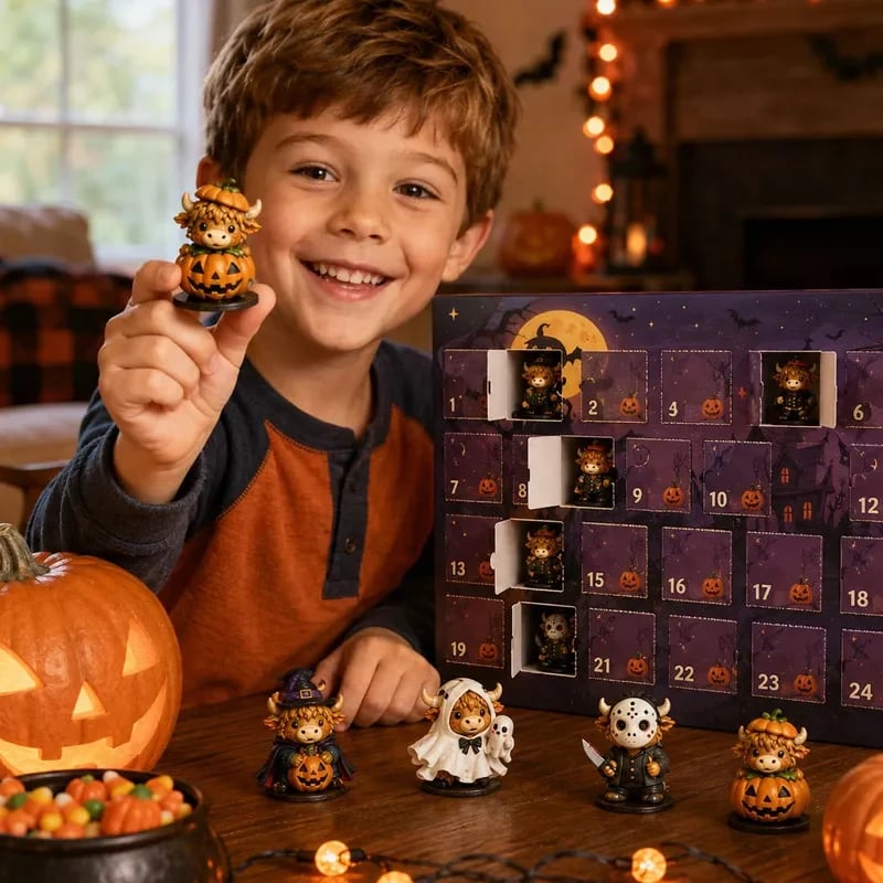🎅 2026 Christmas Gift  49% Off--🐮2026 Highland Cow Halloween Countdown Calendar