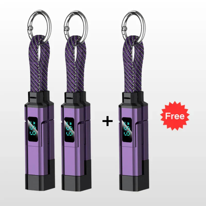 📢📢50% OFF !! ⏰4-in-1 Digital Display Keychain Charging Cable🔋📱