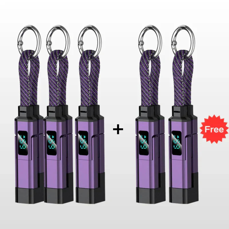 📢📢50% OFF !! ⏰4-in-1 Digital Display Keychain Charging Cable🔋📱