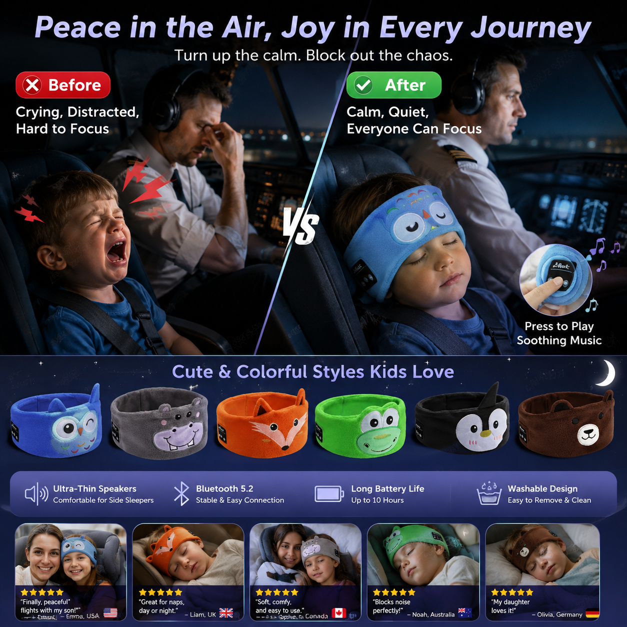 🥳 2026 HOT SALE 🥳💞 Over 50,000 sold! 🎧😴 Bluetooth Headband for Kids – 2‑in‑1: Soft Headband and Sleep Mask. Perfect for travel or naptime. 🧸✨