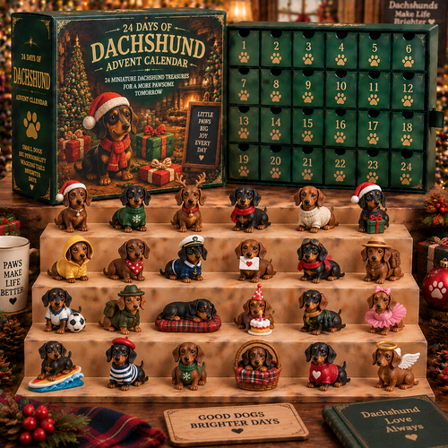 CHRISTMAS KICKOFF 49% OFF - 2026 Days of Dachshund Blind Box - 24‑Day Festive Countdown, Dachshund Themed Collectible Miniatures Blind Box - Gift For Dachshund Dog Lovers