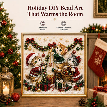 🎄🐾 LAST DAY 49% OFF – Premium 3D Pearl Christmas Kitty Art Kit | Luxury Flocked Canvas with Scratch-Resistant Non-Fading Pearl Beads DIY Holiday Decor 🎅🐱❄️