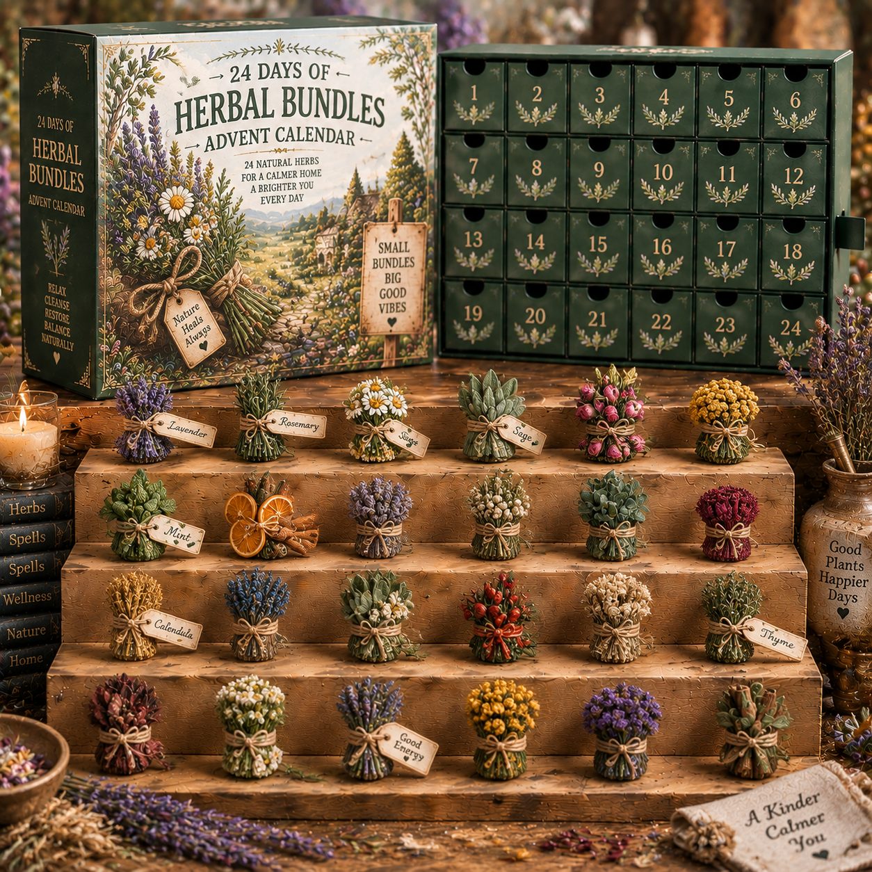 CHRISTMAS KICKOFF 49% OFF - 2026 Days of Herbal Bundles Blind Box - 24‑Day Festive Countdown, Herbal Bundles Themed Collectible Miniatures Blind Box - Gift For Dried Herb & Nature Lovers