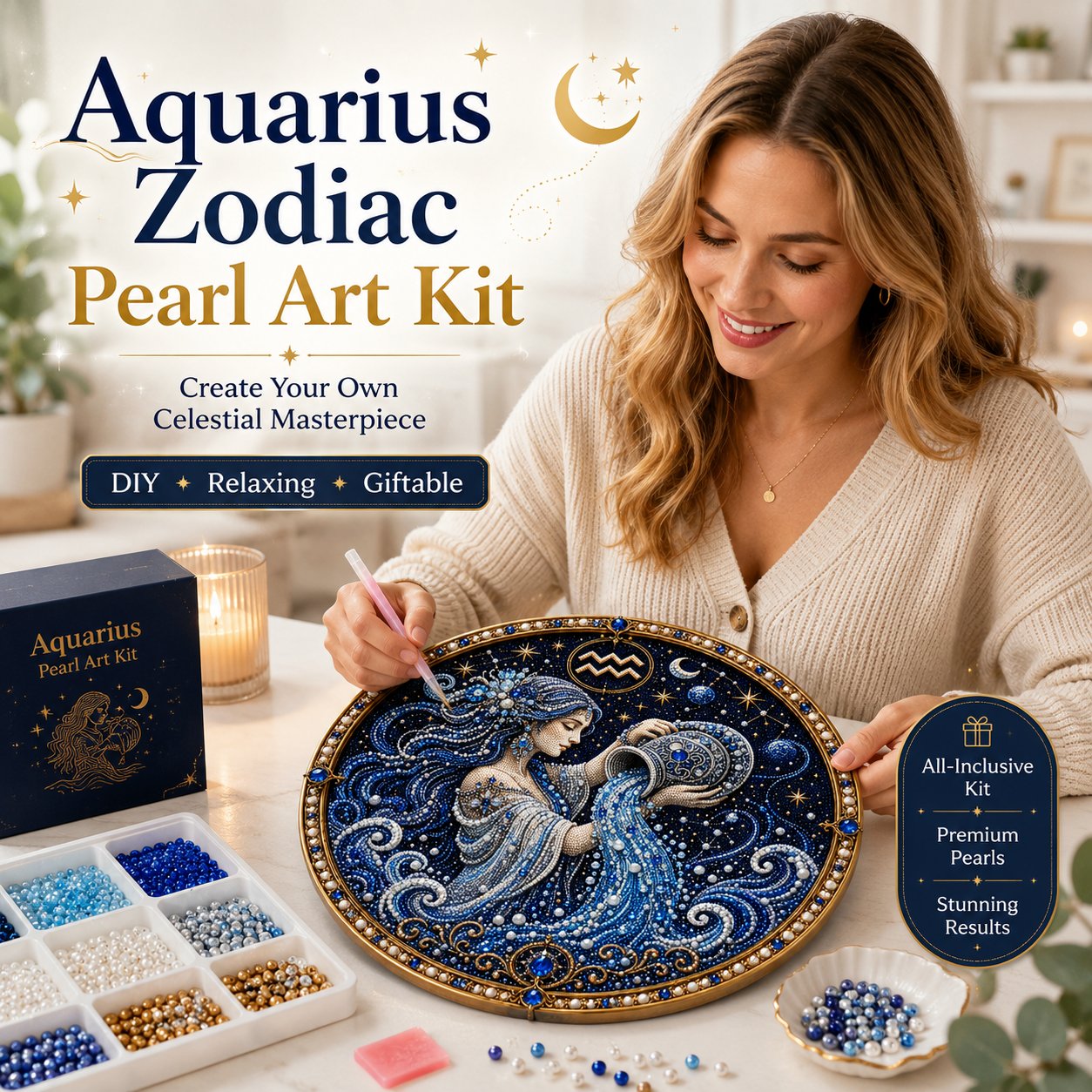 🔥Last Day 49% OFF - 12 Zodiac Signs Pearl Art Kit ♈🌙