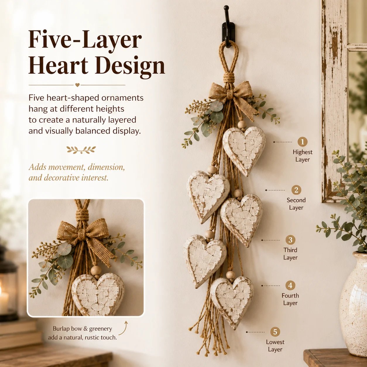 🔥HOT SALE🔥🍂🤎Hanging Heart Wall Decor