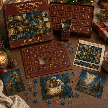 ✝Nativity Christmas Advent Puzzle🎄A 24-Day Faith-Filled Christmas Countdown