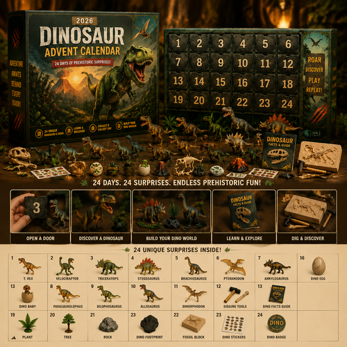 CHRISTMAS KICKOFF 49% OFF -🦖 2026 Prehistoric Dinosaur Adventure Advent Calendar – 24 Days of Dino Discoveries 🦕