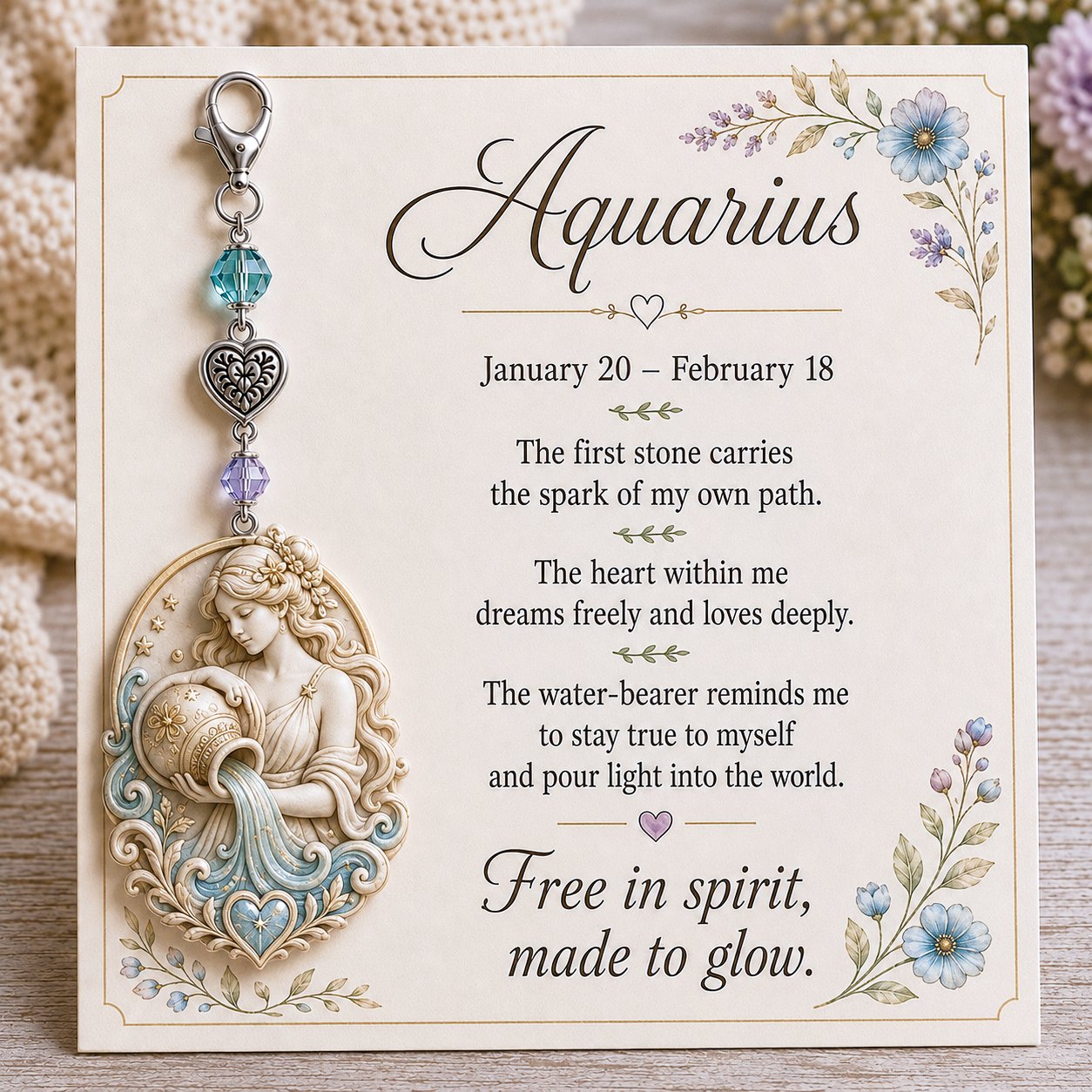 ✨ 12 Zodiac Birthstone Charm Keepsake Card