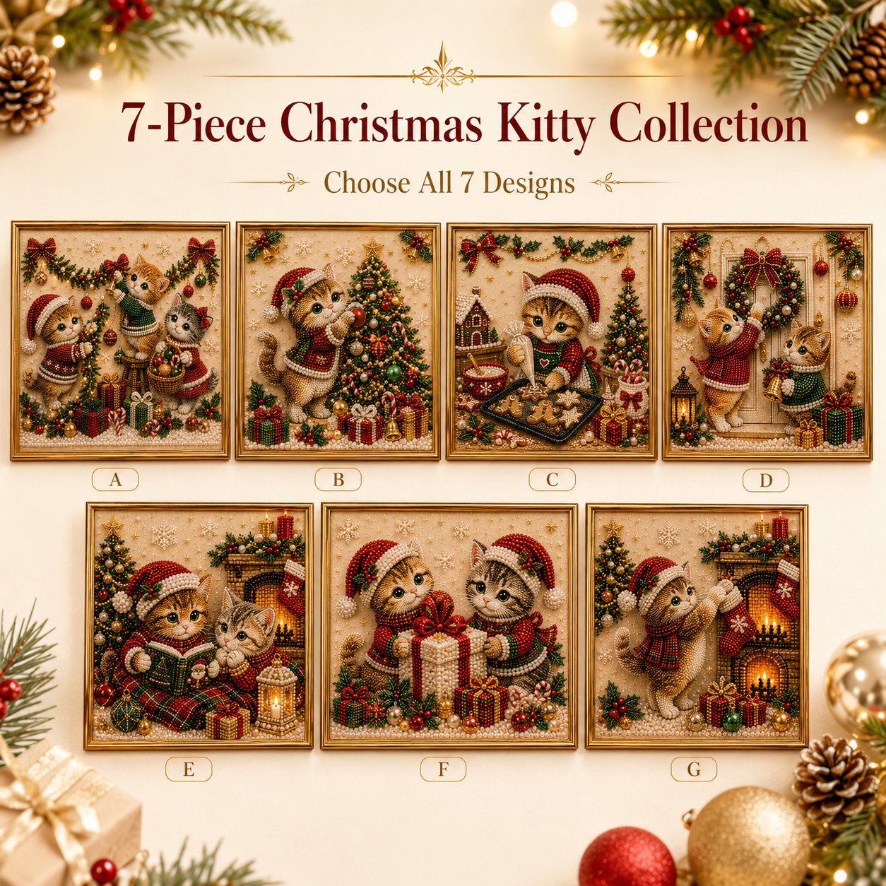 🎄🐾 LAST DAY 49% OFF – Premium 3D Pearl Christmas Kitty Art Kit | Luxury Flocked Canvas with Scratch-Resistant Non-Fading Pearl Beads DIY Holiday Decor 🎅🐱❄️