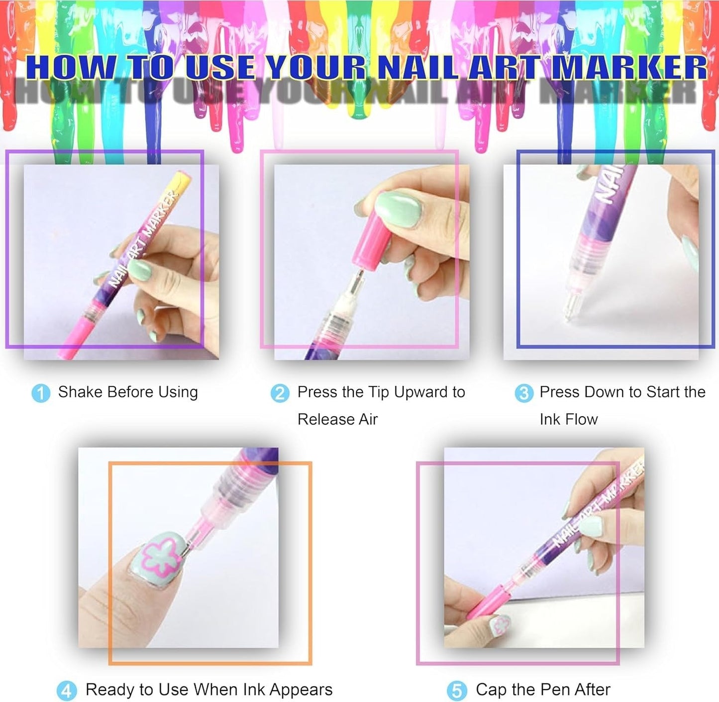 ⏳ LAST DAY SALE 50% OFF! 🎁12 Colors Nail Art Pens Set🎨💅