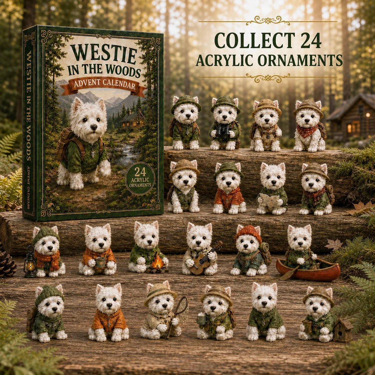 🎄Last Day 49% OFF –✨3D Westie In The Woods Advent Calendar 2026 - 24-Day Festive Countdown - Gift For Dog Lovers