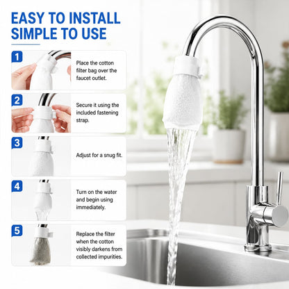Faucet Filter Cotton Bags - Universal, 200 PCS Splash-Proof Faucet Filter Set🌟