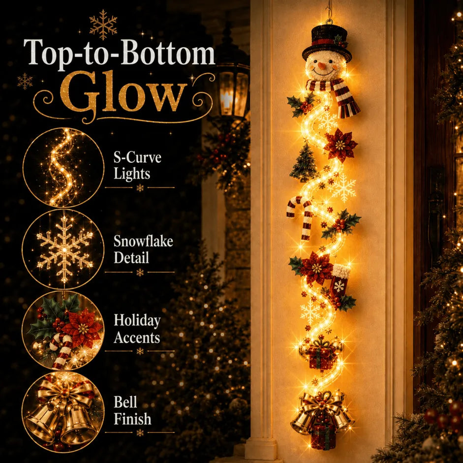 🎄Glowing Christmas Door Hanger – Light-Up Vertical Holiday Decor with Festive Designs