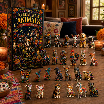 Día de Muertos Animals Advent Calendar 2027 – 24-Day Folk Art Animal Figurine Collection | 24 Unique Collector-Grade Miniatures