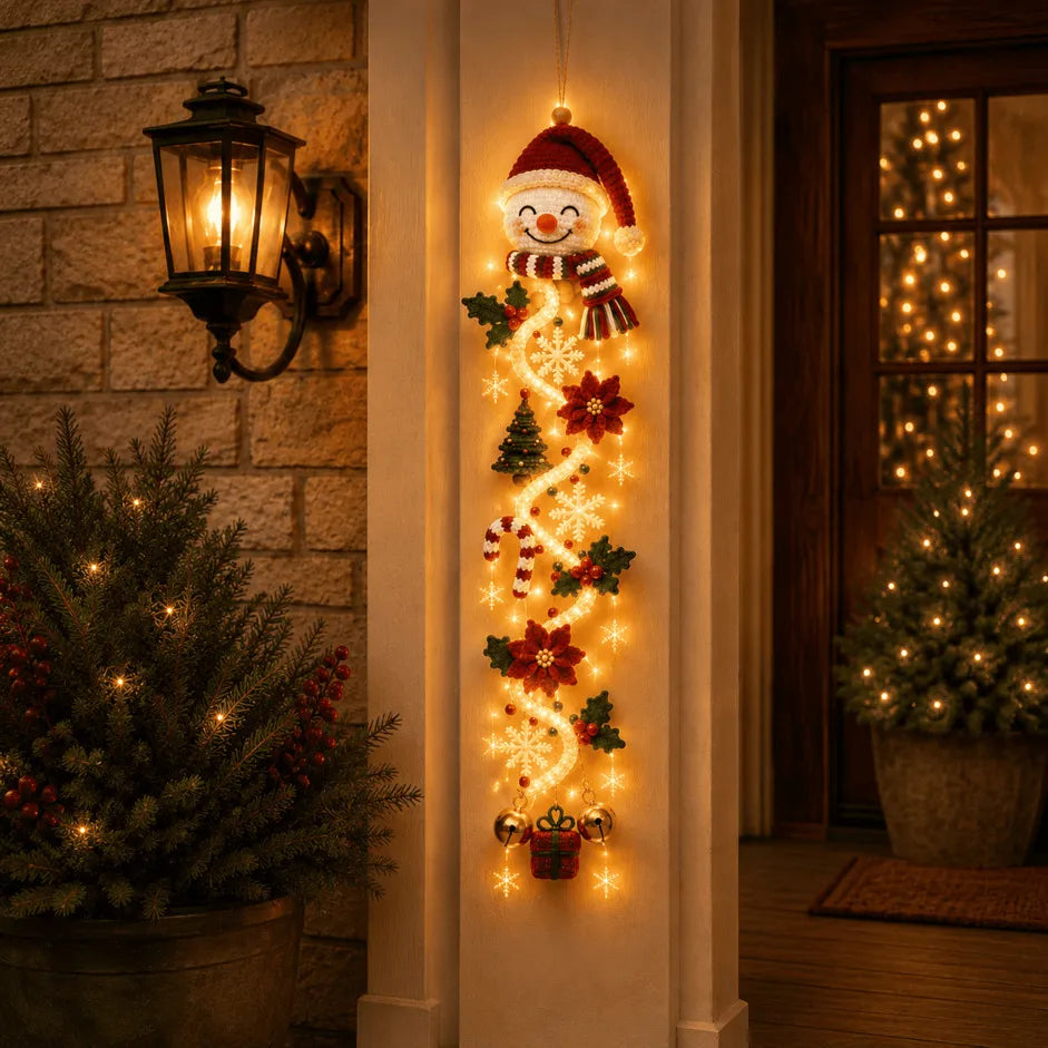 🎄Glowing Christmas Door Hanger – Light-Up Vertical Holiday Decor with Festive Designs