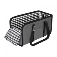Portable Plaid Armrest Dog Car Seat with Belt