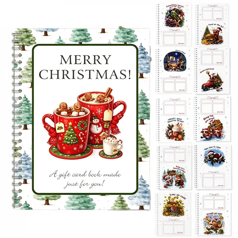 🔥⏰ LAST DAY SALE ONLY￡9.99!! 🎅Christmas Gift Card Booklet -👍DIY Spiral-Bound Christmas Gift Card Holder Book
