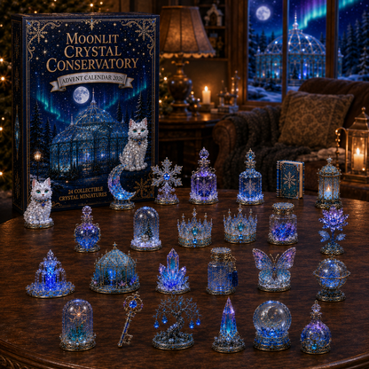 Moonlit Crystal Conservatory 2026 – 24-Day Crystal Miniature Countdown Calendar | Enchanted Winter Collectible Gift Set