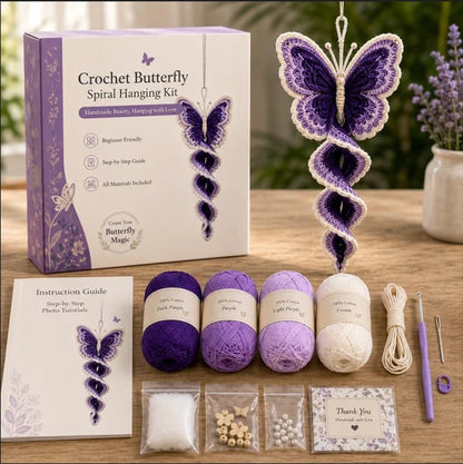 🦋🧶Crochet Spiral Hanging Kit – Beginner-Friendly DIY Garden Animal Decor 🍃