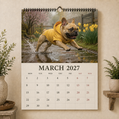 🐾 Funny French Bulldogs 2027 Wall Calendar – 12 Months of Charming Frenchie Moments