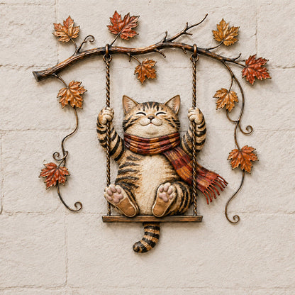 🍁Autumn Cat Metal Wall Decor🐱