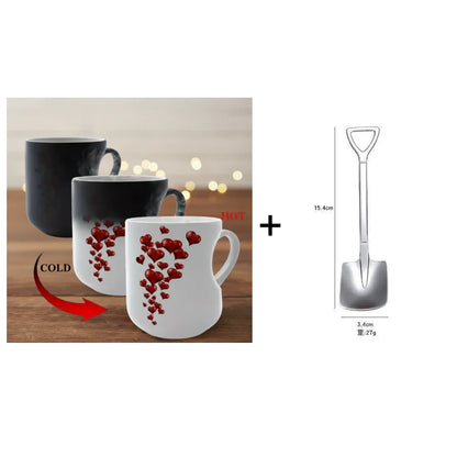 📢📢50% OFF!!!⏰ Colour-changing Ceramic Mug with Heart-shaped Handle for Valentine's Day 💝✨
