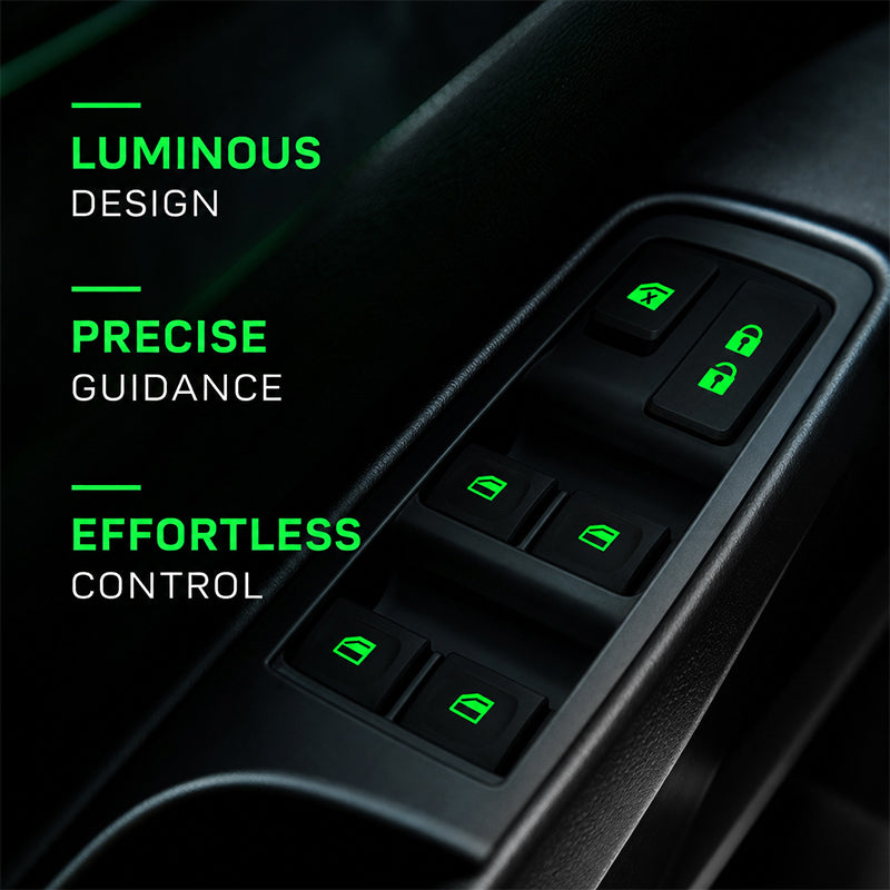 ✨💡Car Window Lift Switch Luminous Stickers - Colorful Night Glow Warning Button Decal