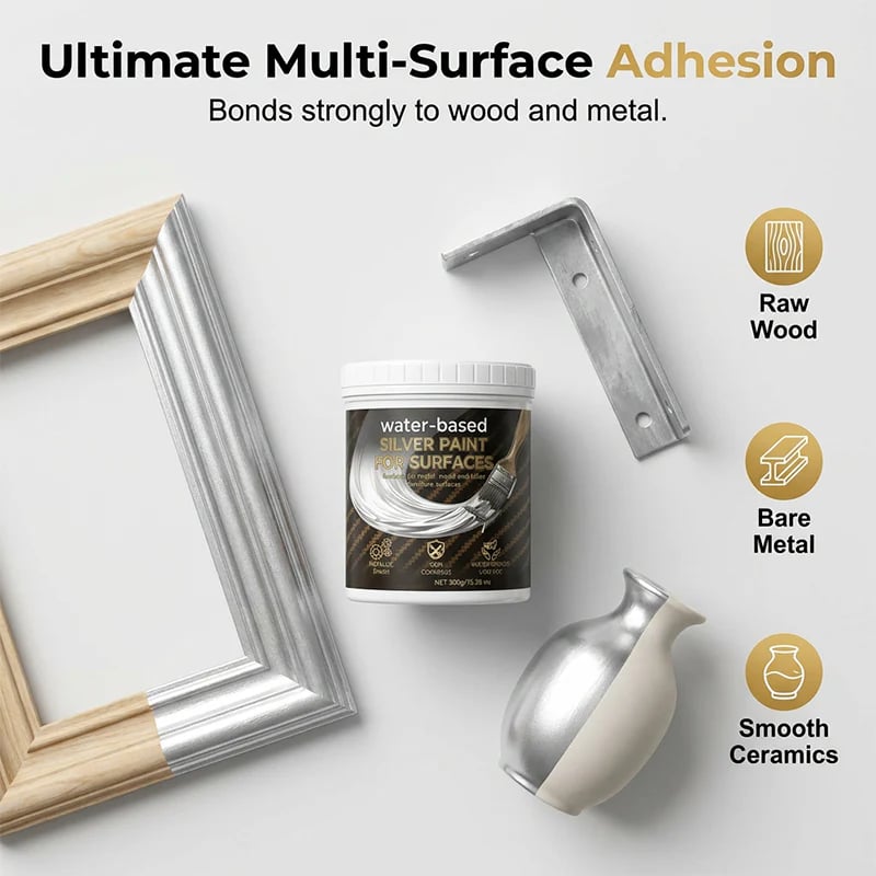 Water-Based Silver Paint for Metal & Wood